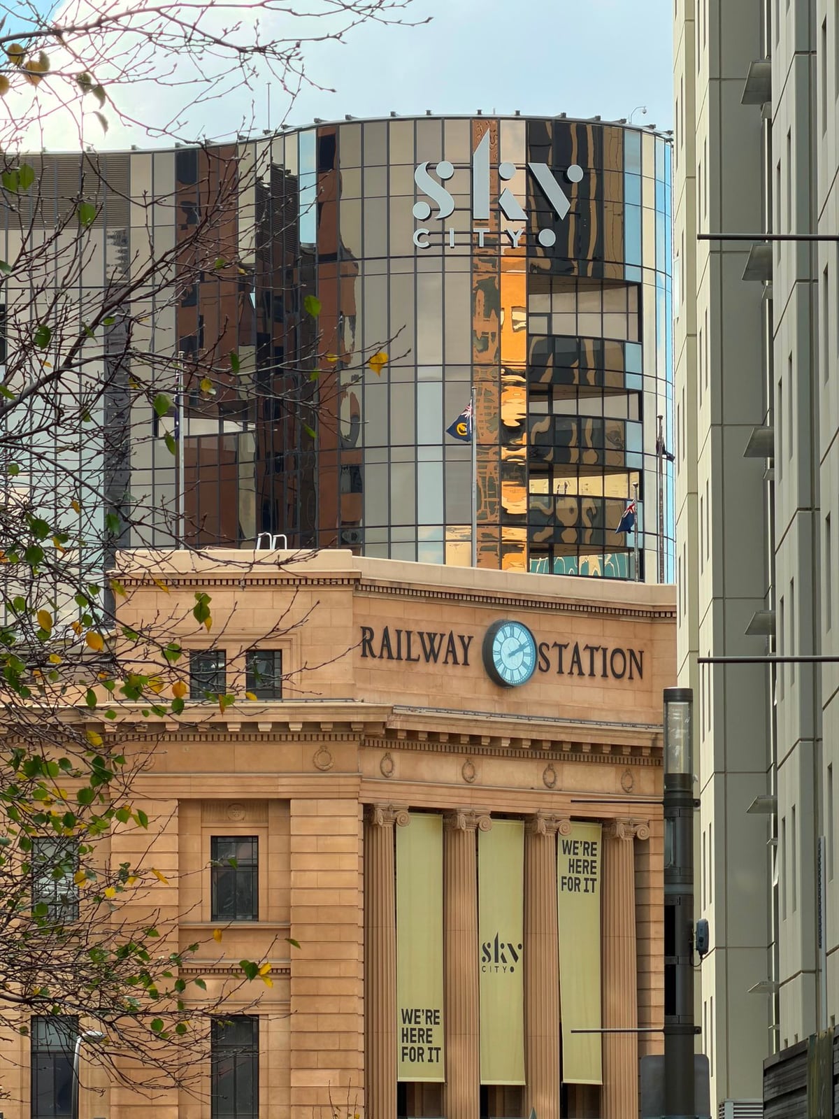 The modern exterior entrance of the recording studio located on Gawler Place in Adelaide